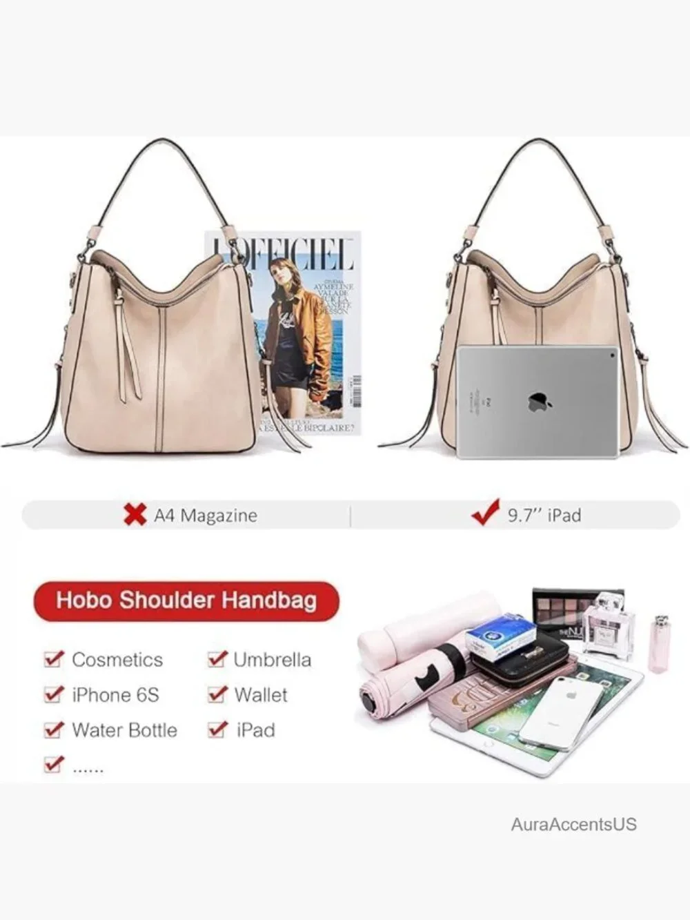 Faux Leather Hobo Crossbody Bag Large Capacity Shoulder Purse